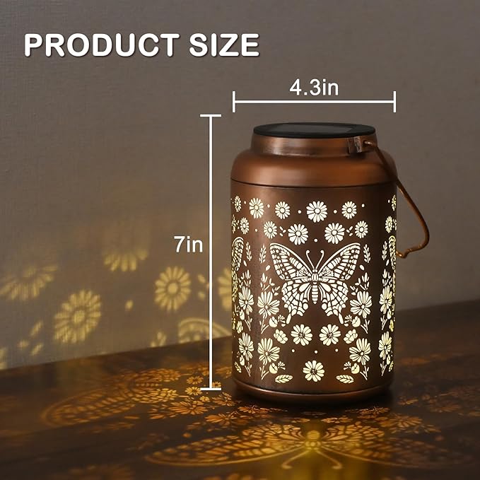 Mothers Day Gifts for Women Mom Grandma, Birthday Gifts Butterfly Solar Lights Outdoor Waterproof, Decoration Outside for Outdoor, Yard, Garden Decor Butterflies Solar Lantern