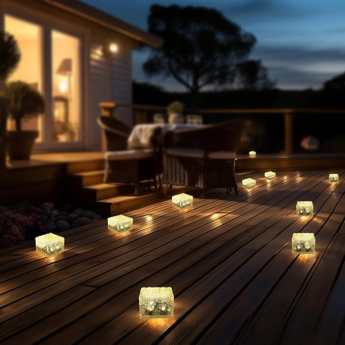 Solar Brick Lights-Outdoor Solar Lights for Yard-Solar Brick Landscape Path Light 3 Pack LED Light Brick Garden Decor for Pathway Patio Walkway Backyard Decoration