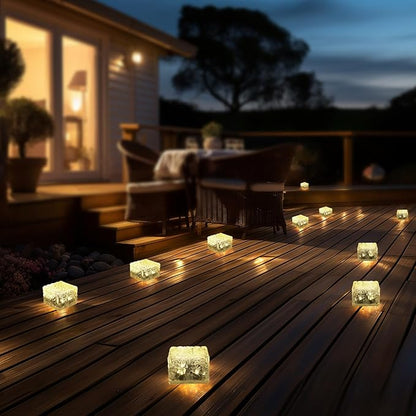 Solar Brick Lights-Outdoor Solar Lights for Yard-Solar Brick Landscape Path Light 3 Pack LED Light Brick Garden Decor for Pathway Patio Walkway Backyard Decoration