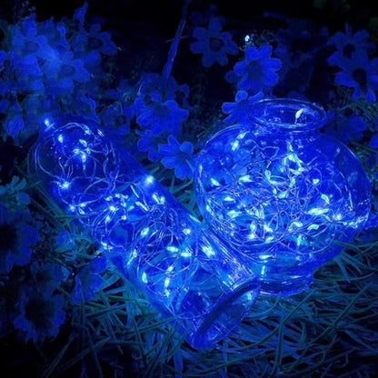 Twinkle Star Christmas Fairy Lights Battery Operated, 33ft 100 LED Waterproof Silver Wire String Light, Remote Control & 8 Modes Indoor Outdoor Xmas Tree Wedding Party Decorations, Blue, 1 Pack