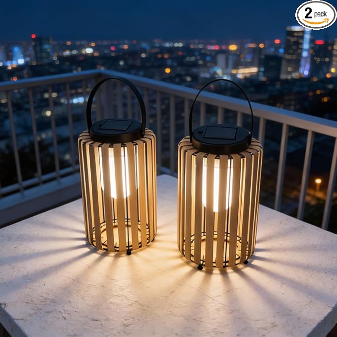 Backyard Solar Hanging Lanterns 2-Pack, Rustic Backyard Decor