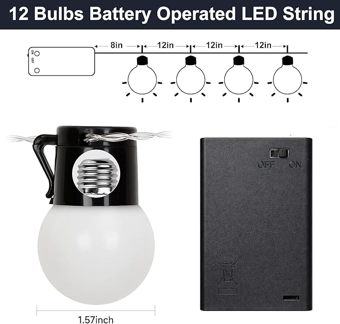 Christmas Yard String Lights, 12ft Waterproof