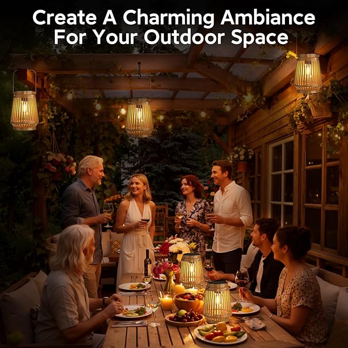 Solar Backyard Lanterns 2-Pack, Porch Hanging LED Decor
