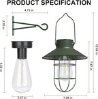 2-Pack Hanging Solar Yard Lanterns, Elegant Waterproof LED