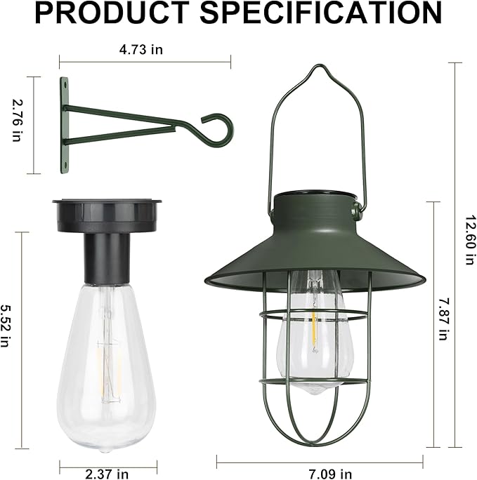 2-Pack Hanging Solar Yard Lanterns, Elegant Waterproof LED
