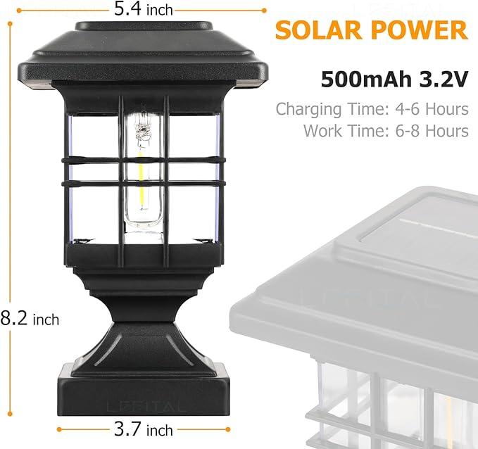 Warm White Solar Fence Post Caps 4-Pack, Patio LED