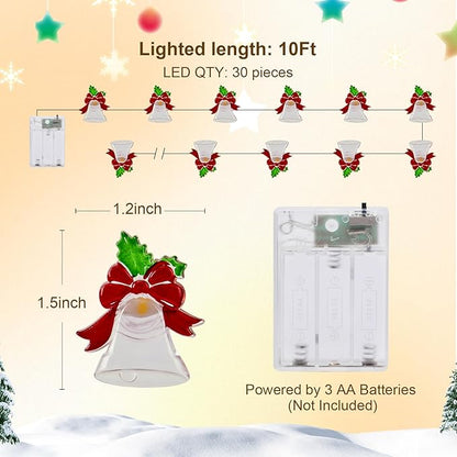 Christmas Patio String Lights, 10ft 30 LED Waterproof