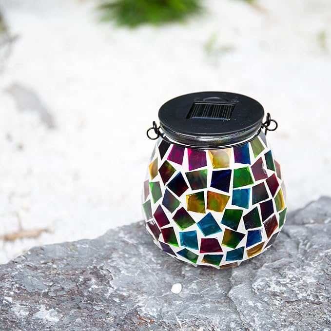 Solar Mosaic Lanterns, Porch Hanging LED Decor