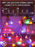 33ft Christmas LED String Lights, Waterproof Timer Lights
