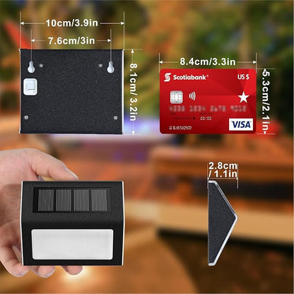 XLUX Solar Lights for Steps Decks Pathway Yard Stairs Fences, LED lamp, Rainproof, Black Metal Housing, 6 Pack