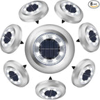 8-Pack Flat Solar Garden Lights, Waterproof LED