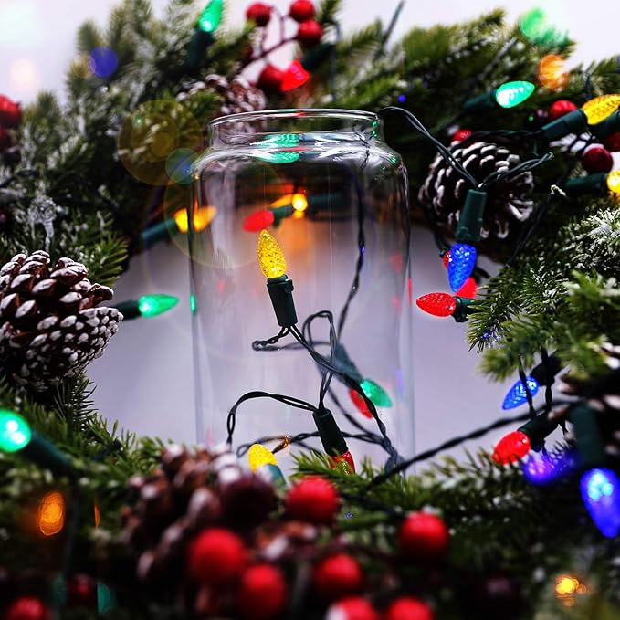Christmas Patio String Lights, 18ft 50 LED Waterproof