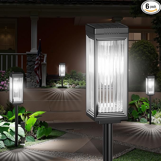 6-Pack Solar Pathway Lights, Waterproof LED Yard Lights