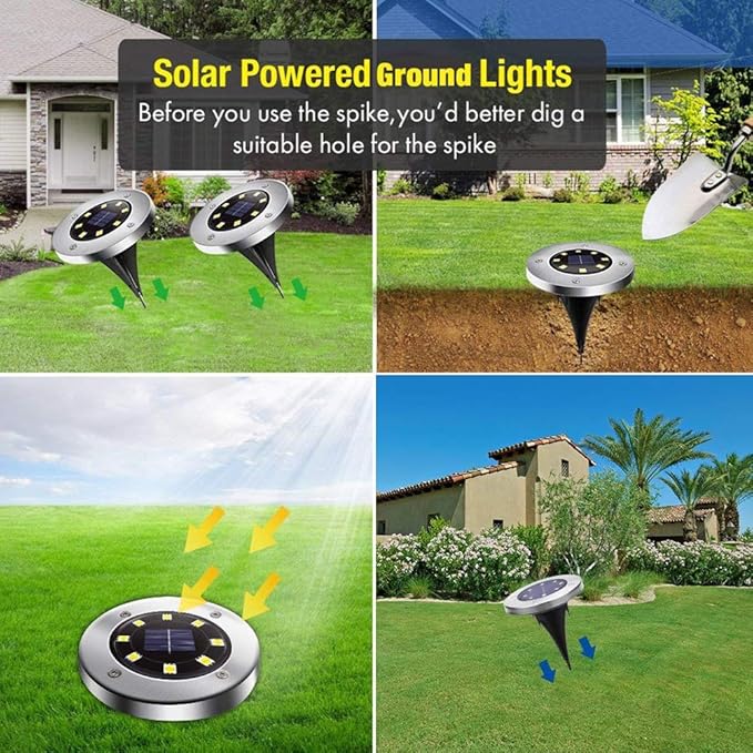 Aogist Solar Ground Lights, LED Garden Disk Lights In-Ground Outdoor Landscape Lighting for Lawn Patio Pathway Yard Deck Walkway (White,4 Packs)