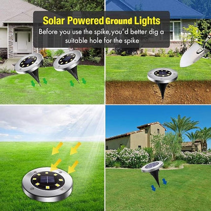 Aogist Solar Ground Lights, LED Garden Disk Lights In-Ground Outdoor Landscape Lighting for Lawn Patio Pathway Yard Deck Walkway (White,4 Packs)