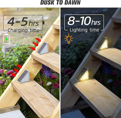 NIORSUN Solar Step Lights,16 Pack Warm White Solar Stair Lights Outdoor Waterproof IP67 Auto On Off,Solar Lights for Steps,Stair,Patio,Yard,Porch,Front Door,Sidewalk,Deck Decor