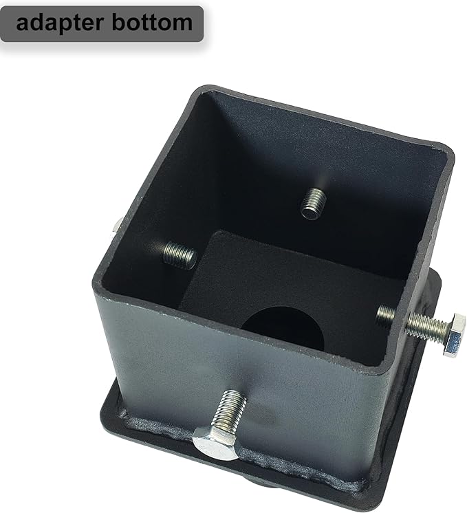Tenon Adapter for 5 inch OD Square Pole Mount with 2-3/8 Round Adapter, I.D 4.5” Square Pole Mount Light Fixture Mounting Bracket, Outdoor Mount Bracket for Parking Lot Light, Shoebox Light
