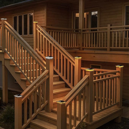 btfarm 4x4 Solar Post Cap Lights Outdoor, 2 Modes 16 LED Fence Deck Post Lights, 4 Pack Waterproof Solar Powered Lighting Outside Fit 4x4 3.5x3.5 Wooden/Vinyl for Porch Patio Garden, Copper Cap