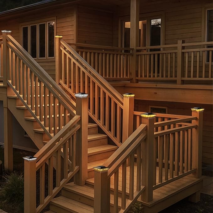 btfarm 4x4 Solar Post Cap Lights Outdoor, 2 Modes 16 LED Deck Fence Post Lights, 1 Pack Waterproof Solar Powered Lighting Outside Fit 4x4 3.5x3.5 Wooden/Vinyl for Porch Patio Garden, Copper