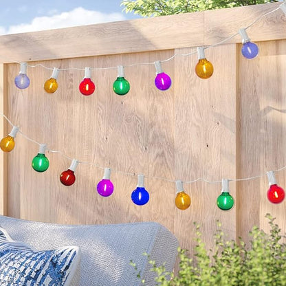25Ft LED Outdoor String Lights, G40 Outdoor Christmas Decorations Lights Waterproof with 27 LED Globe Multicolor Bulb, Hanging Vintage Christmas Lights for Patio Roofline Backyard Garden Party Decor