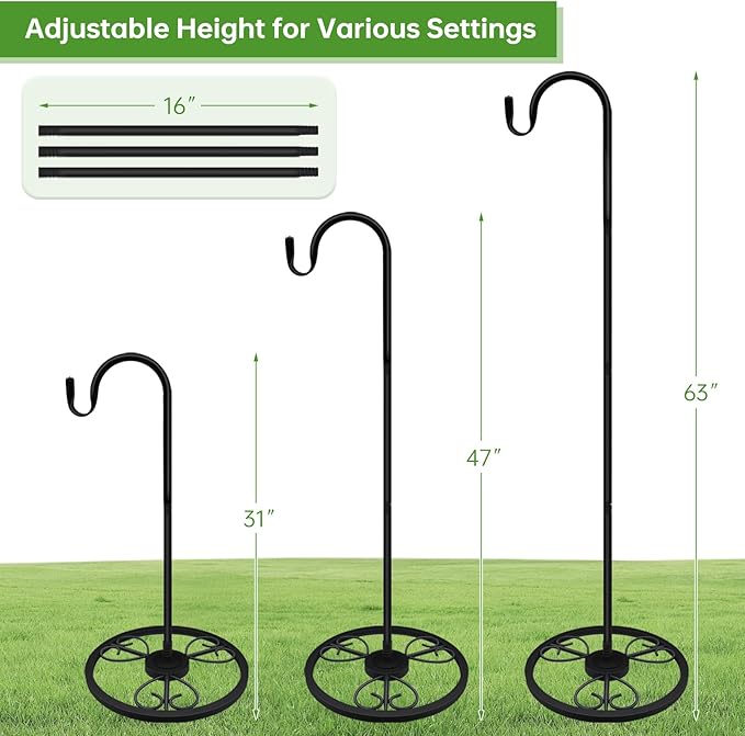 63" Shepherd's Hooks, Heavy-Duty Garden Stakes