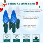 2-Pack 6 LED Christmas Twinkle Lights, 20ft Waterproof for Patio