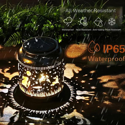 Rabbit Solar Lanterns Outdoor Waterproof Hanging,Garden Decor Metal Watering can Lights,Solar Lights Rabbit Gifts for Women Mom Decorative Lanterns for Patio,Lawn,Porch,Landscape,Pathway,Garden Deco