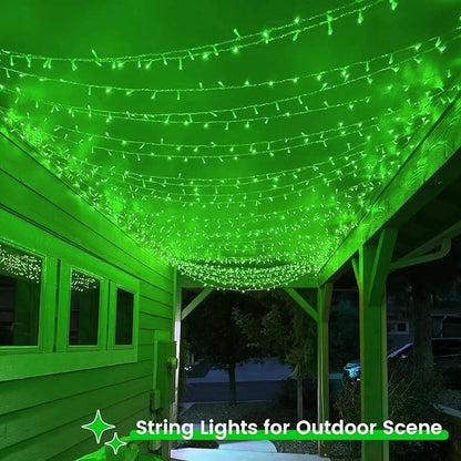 2 Pack St. Patrick's Day String Lights Battery Operated with Timer, 66FT 200 LED Waterproof Twinkle Lights, 8 Modes Fairy Light for Indoor and Outdoor Christmas St. Patrick's Day Decorations (Green)