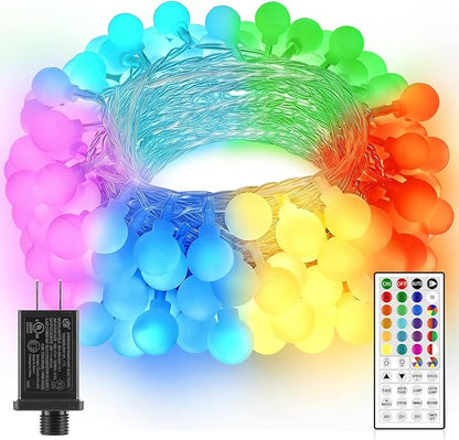 OMIKA 33FT Connectable Globe String Lights Indoor, 24 Color Changing Fairy Lights Plug in with Remote, 60 LEDs 128 Modes Christmas Lights Outdoor Waterproof for Tent Camping Bedroom Party Xmas Decor