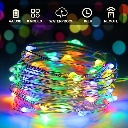 16ft Christmas LED String Lights, Waterproof Timer Lights