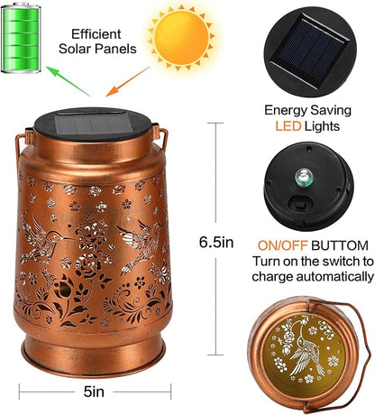 Hummingbird Solar Lanterns Outdoor Waterproof Garden Decor Christmas Gifts for Women Mom Birthday Gifts Ideas Metal Bird Decorative LED for Patio Pathway Landscape Walkway Terrace Balcony Lawn Yard