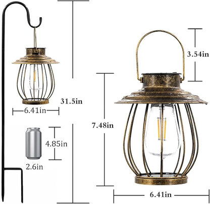 Solar Lanterns Outdoor Waterproof - Outdoor Hanging Lantern with Shepherds Hook, Garden Solar Lights Decorative Gifts for Women Mom Grandma, Lanterns Decorative Outdoor for Yard Patio Backyard Porch