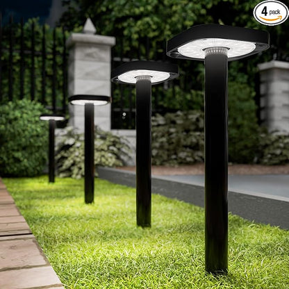 Sunco 2W LED Square Solar Pathway Walkway Driveway Backyard Patio Garden Outdoor Residential Super Bright Light, 120 Lumens, 2CCT 2700K Soft White/4000K Cool White, Dimmable, 3.7V 4 Pack.