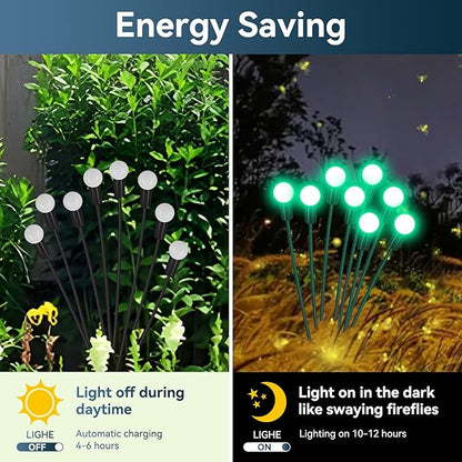 Solar Garden Lights Outdoor Waterproof, 2 Pack 16 LED Swaying Light Firefly Light Outdoor Decor Lights for Pathway Party Christmas Decoration, Unique Gifts for Women, Green