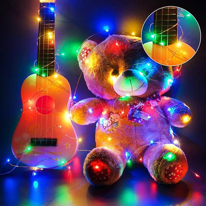 4 Pack Battery Operated Fairy Lights 16.4 Ft 50 LED Christmas Fairy Lights with Auto Timer 8 Modes, Waterproof Silver Wire Battery Twinkle Lights for Wedding Christmas Decor (Multicolor)