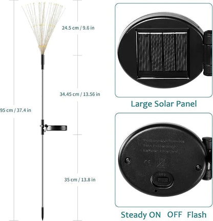 JJGoo Solar Firework Lights, 2 Pack 120 LEDs 2 Lighting Modes Solar Garden Lights Outdoor Waterproof for Yard Patio Walkway Pathway Party Wedding Christmas Decorative - Orange