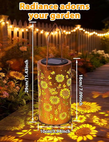 Solar Lanterns Outdoor Waterproof, Birthday Gifts for Women Mom Grandma, Hanging Colorful Sunflower Solar Lanterns, Metal Lanterns Decorative Outdoor for Yard, Patio, Porch, Garden