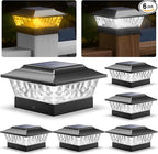 6-Pack 4-Mode Cool White Yard Post Cap Lights, Solar LED