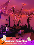 2-Pack 200 LED Halloween Twinkle Lights, 66ft Waterproof for Patio