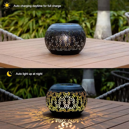 Solar Table Lanterns Outdoor Waterproof - LED Lamp Black Peacock Feather Metal Tabletop Light Solar Powered Decorative Lantern for Indoor Desk Bedroom Patio Garden Pathway Yard (1 Pack)
