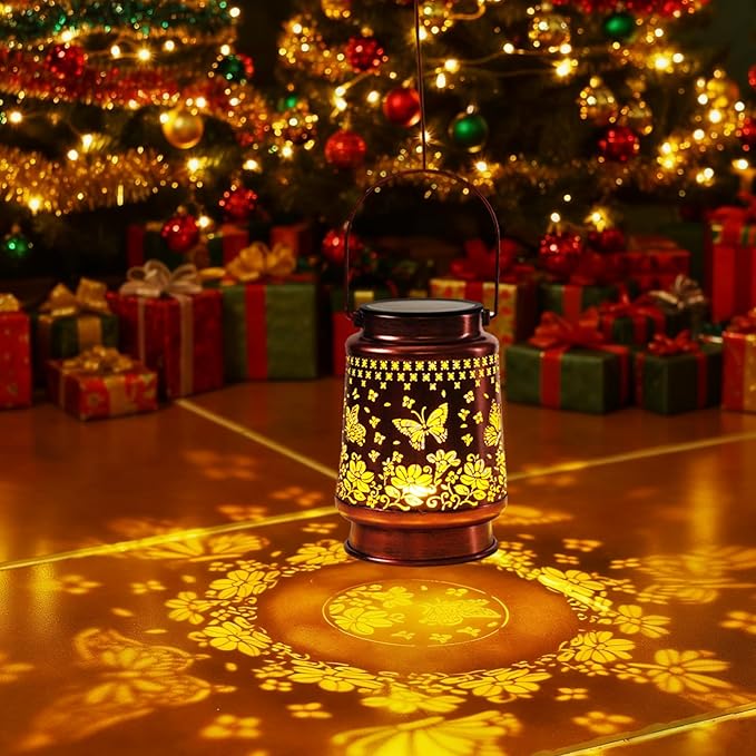 Homemory Solar Lanterns Outdoor Waterproof Butterfly Lights Garden Decor, Birthday Gifts for Women Mom Grandma, LED Hanging Solar Lights for Yard, Patio, Backyard, Porch, Lawn