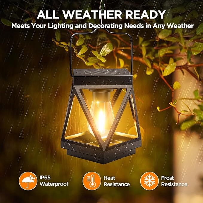 Solar Backyard Lanterns 4-Pack, Porch Hanging LED Decor