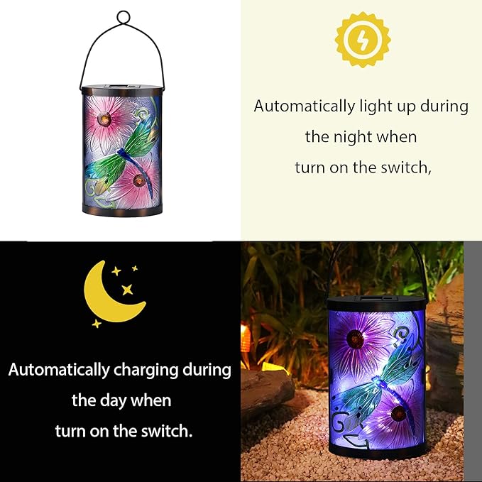 Dragonfly Solar Lanterns, Waterproof LED Patio Lights