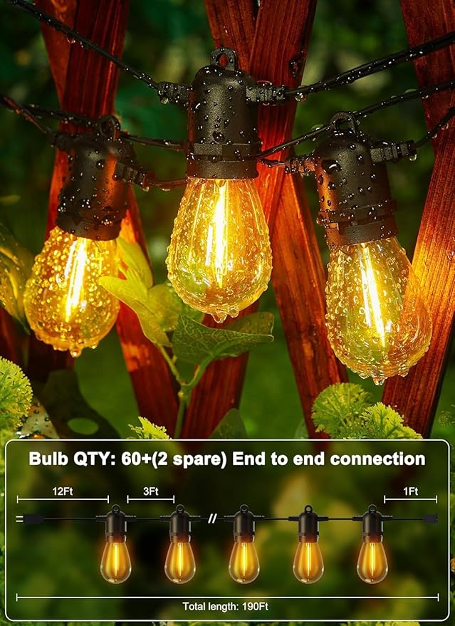 Christmas Twinkle Lights, 190ft Waterproof for Patio