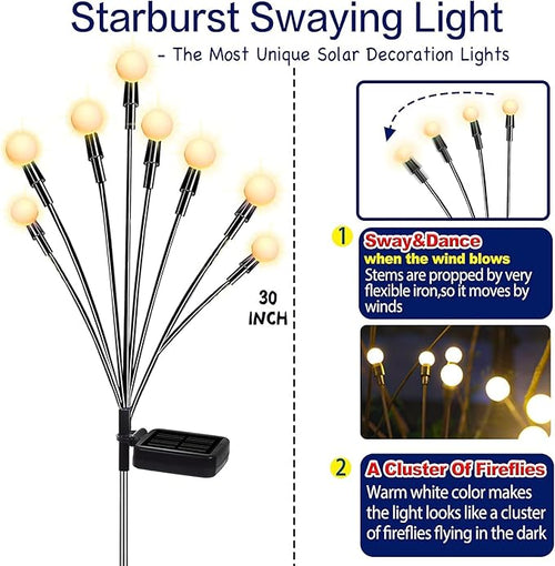 10-Pack Solar Pathway Lights, Waterproof LED Walkway Lights