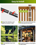 4-Pack 10ft Metal Light Poles for Backyard, Heavy-Duty