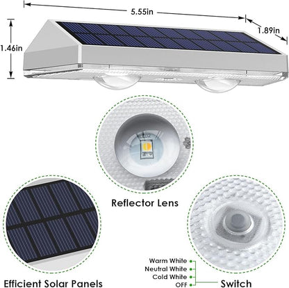 Solar Fence Lights Outdoor - 2700/4000/6000K 3 Modes, IP65 Waterproof Fence Solar Lights Outdoor, Fence Light Solar Powered for patio decor/Railing/Step and Wall - Unique Housewarming Gifts（8 Pack)