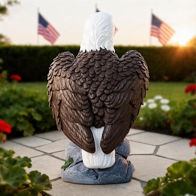 250 Anniversary USA Bald Eagle Garden Statue,Solar Garden Outdoor Statues Bald Eagle with Light, Lawn Decor Statue for Patio, Balcony, Yard Ornament,Home Decor Gift for Men Father