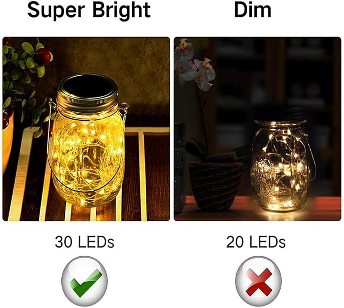 Upgraded Solar Mason Jar Lid Light,Multicolor 30LED Light String Fairy Firefly Jar Lid Light (3 Colors) Including 12 Hangers(Excluding Jars) Best for Mason Jars Terrace Garden Decoration