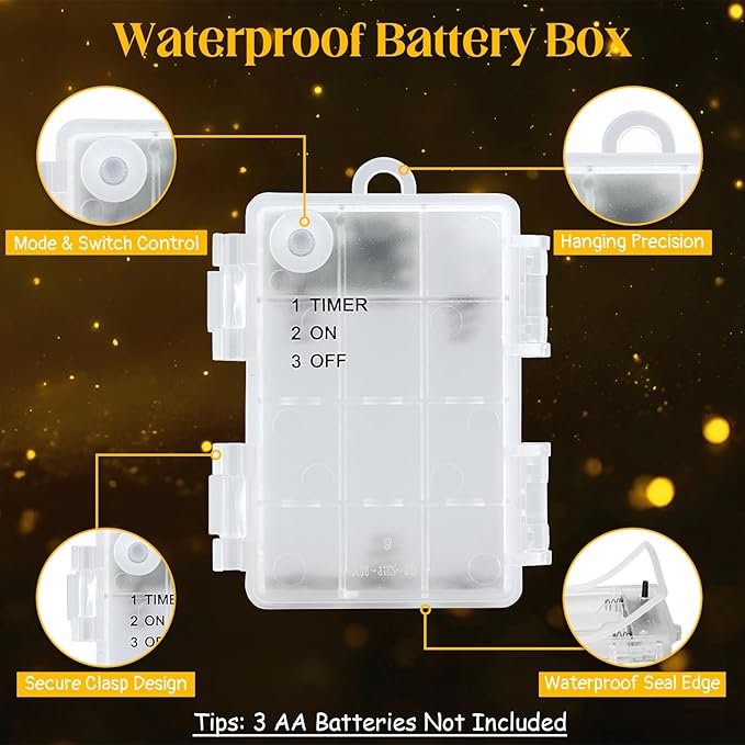 String Lights Outdoor Waterproof 9.8ft 30 LED, Warm White Fairy Lights Battery Operated（Not Included） with Timer Clear Wire for Indoor & Outdoor Decorations Garland 2 Packs